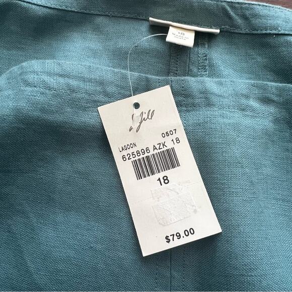 J.Jill 2 Piece Blue Linen Embroidered Skirt Set Size XL ,18 - Picture 9 of 13